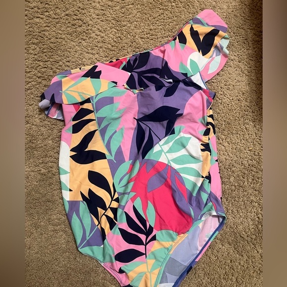 Motherhood Maternity One Shoulder Ruffle Swimsuit Size Large - Picture 4 of 6